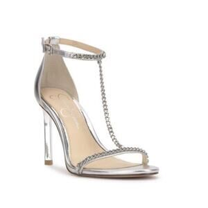 NEW Jessica Simpson Qiven T-Strap Sandal SILVER SIZE 9M /40
